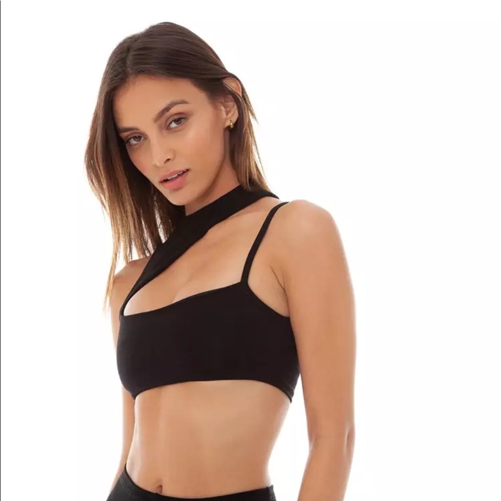 Black Reworked Cutout Crop Top - Picture 2 of 3